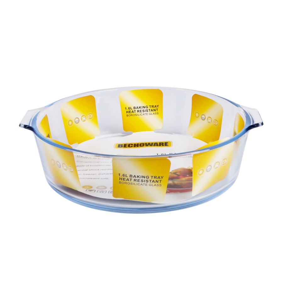 BECHOWARE 1.6L Glass Round Baking Tray 