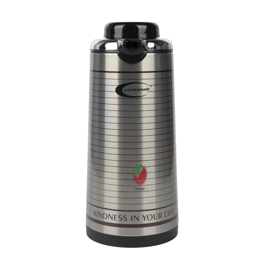 KITCHENMARK 1.6L Vacuum Flask - Silver Stripes