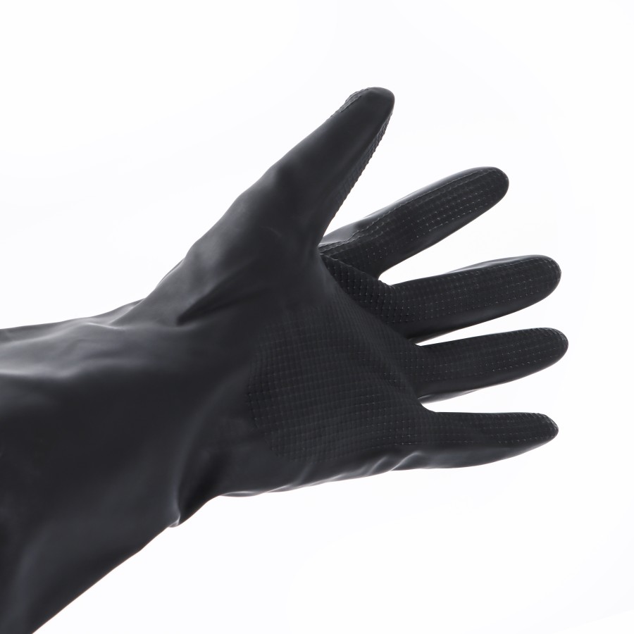 Generic Rubber Latex Industrial Household Gloves Pair 35cm - Black