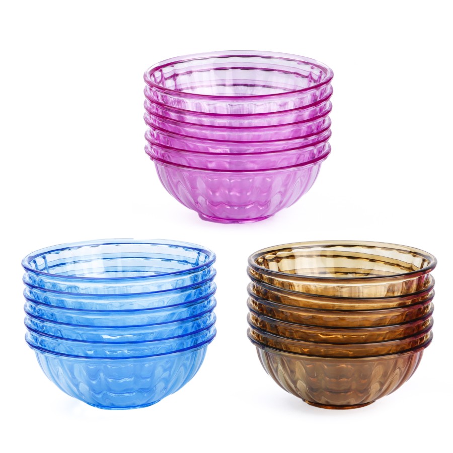 Generic Plastic Round Bowl 150ml 6pc Set - 3 Color Pack