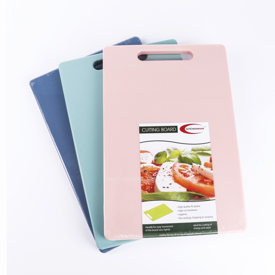 KITCHENMARK PE Plastic 10mm Chopping Cutting Board 37cm - 3 Color Pack