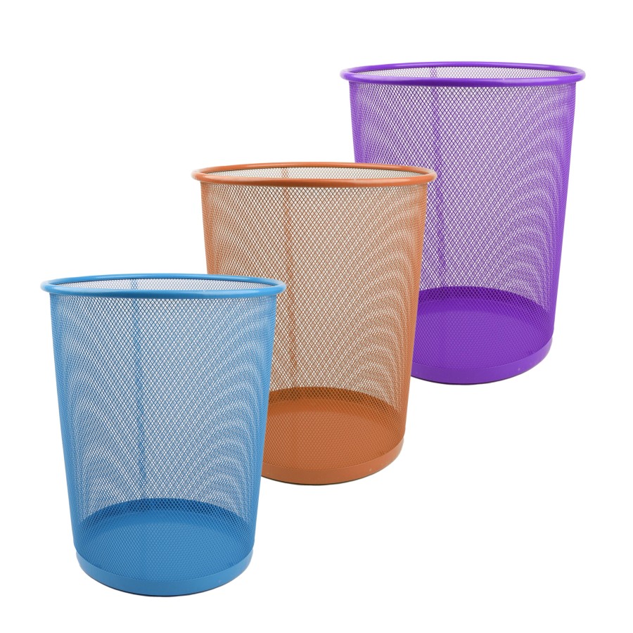 Generic Metal Mesh Waste Bin 24x27cm - 3 Color Pack