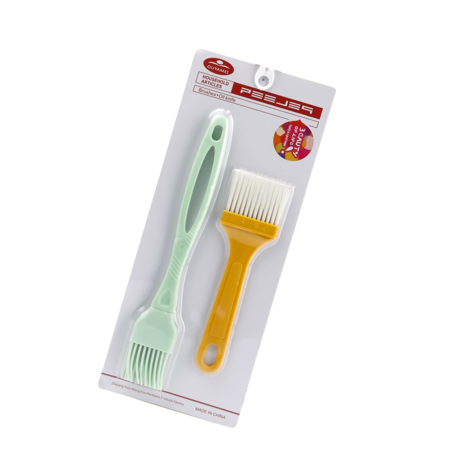 KITCHENMARK Silicone Brush & Oil Marinating Brush 2pc Combo Pack - 3 Color Pack