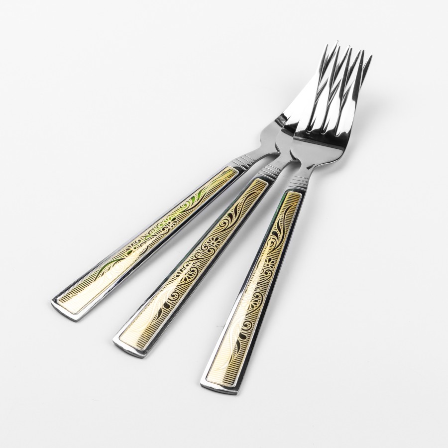 Generic Stainless Steel Big Fork 3pc Set - Golden