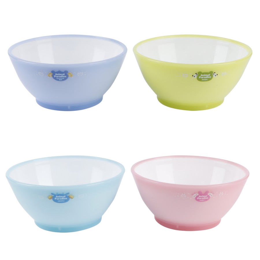 Generic Animal Paradise Round Plastic Bowl 450ml 4pc Set - 4 Color Pack