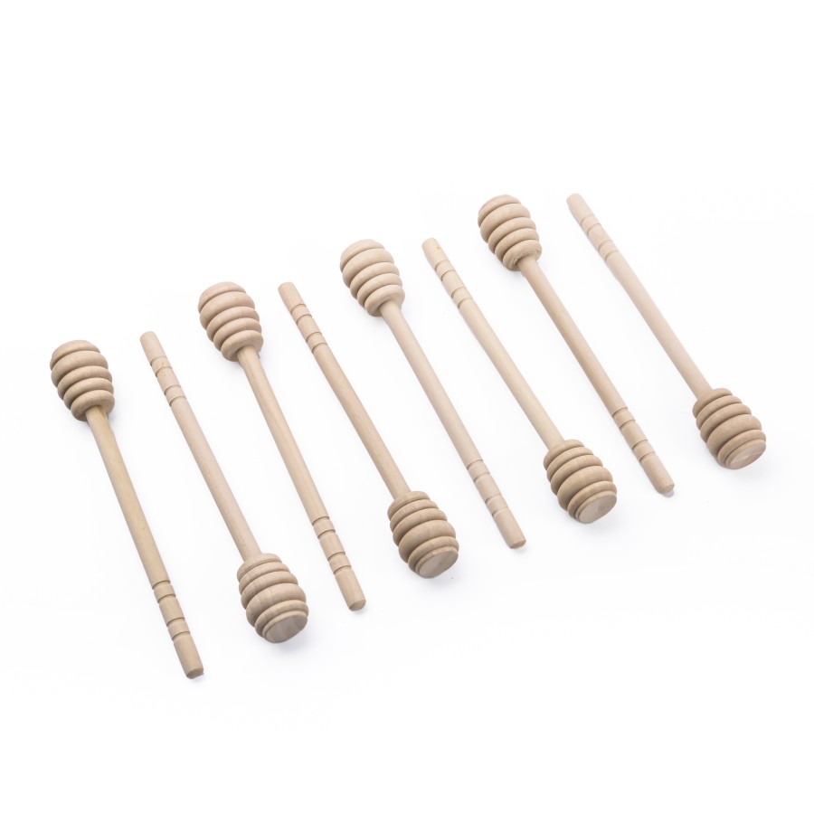 Generic Wooden Honey Dipper Muddler 8pc Pack