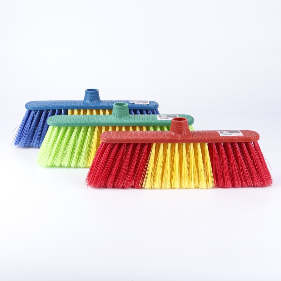 Oaxy Indoor Floor Cleaning Broom - 3 Color Pack