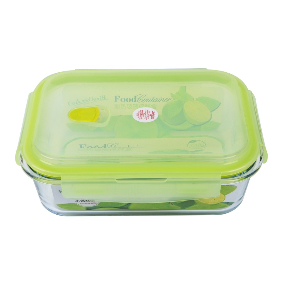 Generic Glass Storage Food Container 1500ml - Green