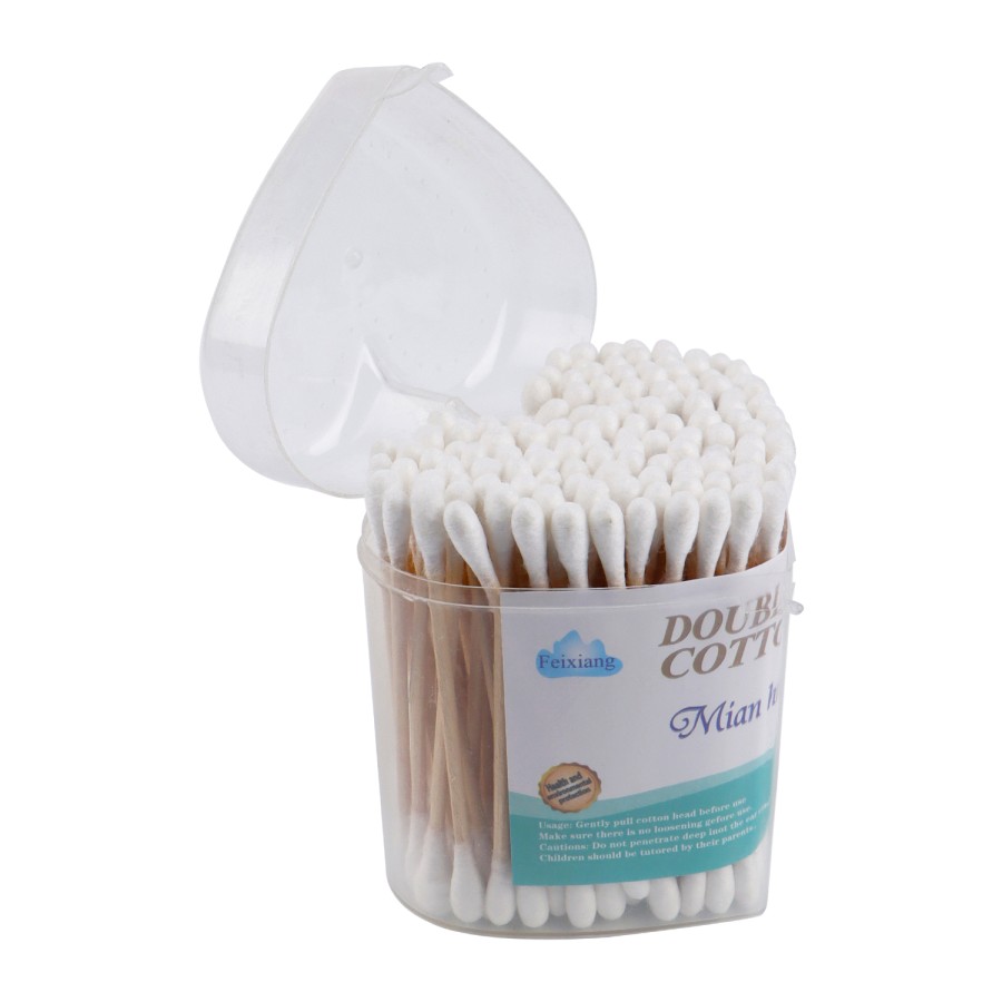 Generic 4pc of 100 Double Ended Cotton Buds Heart Shaped Pack - White