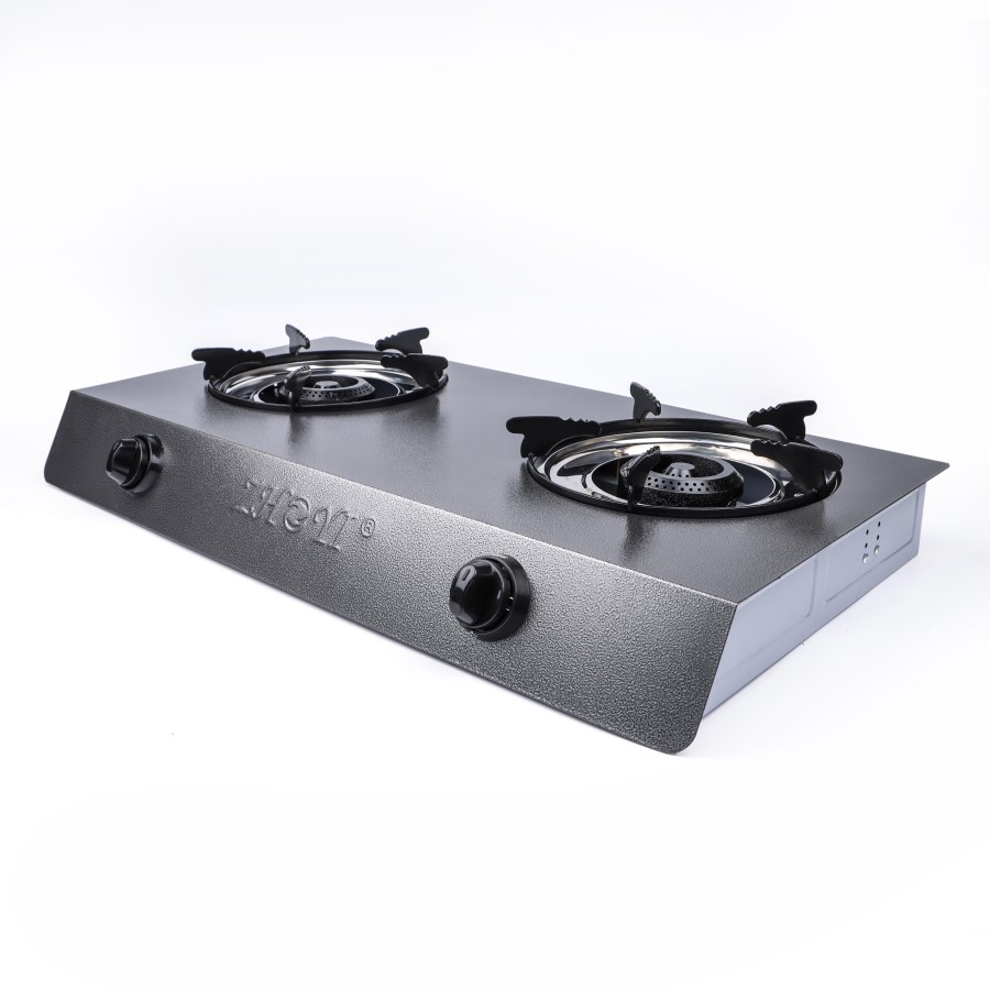 ZHOYI Stainless Steel Double Burner Tabletop Gas Stove - Grey