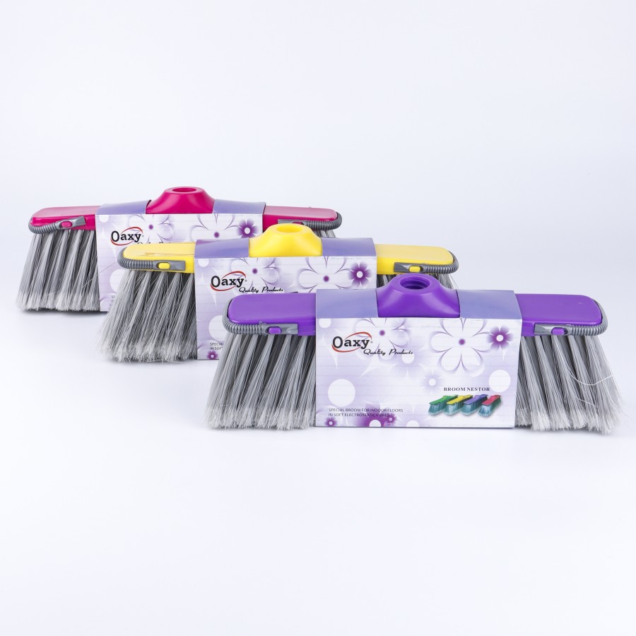 Oaxy Nestor Indoor Floor Cleaning Broom  - 3 Color Pack