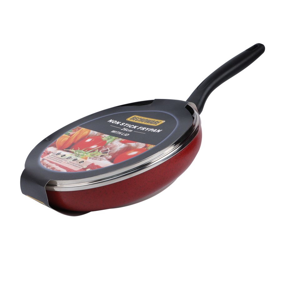 BECHOWARE 26cm Nonstick Frypan with Lid - Red