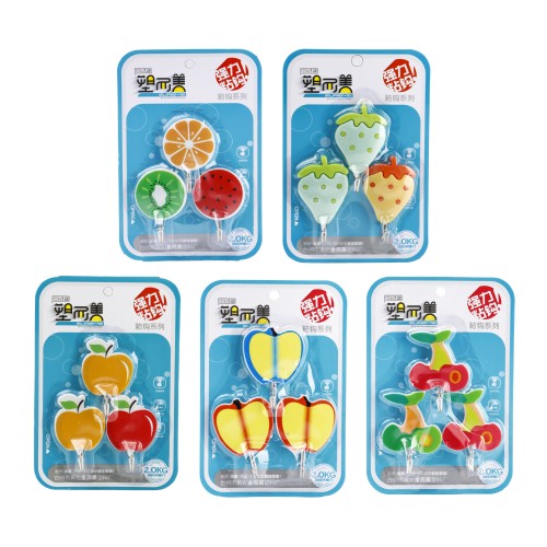 Generic Fruit Shaped Adhesive Sticker Hook 3pcs - 5 Color Pack