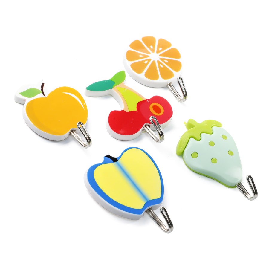 Generic Fruit Shaped Adhesive Sticker Hook 3pcs - 5 Color Pack