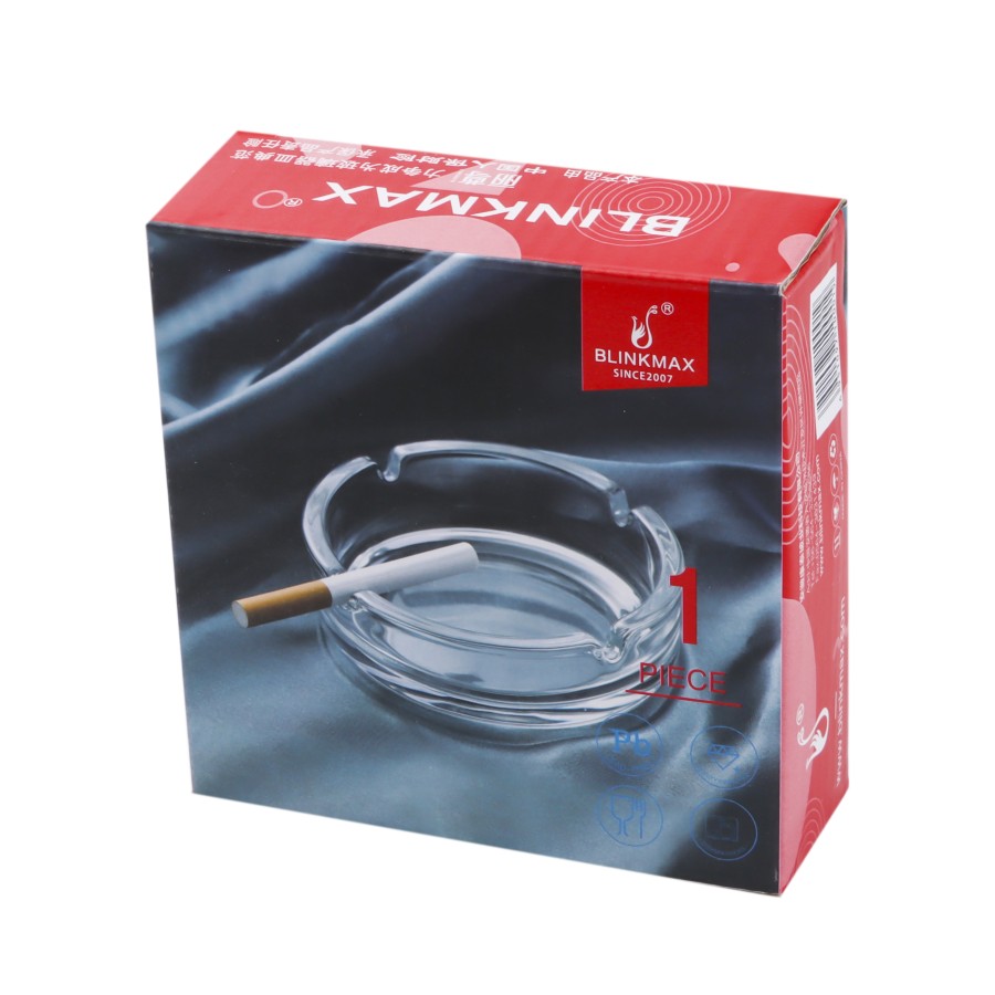 BLINKMAX Round Transparent Glass Ashtray 10.5cm