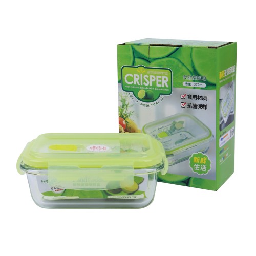 Generic Glass Storage Food Container 370ml - Green