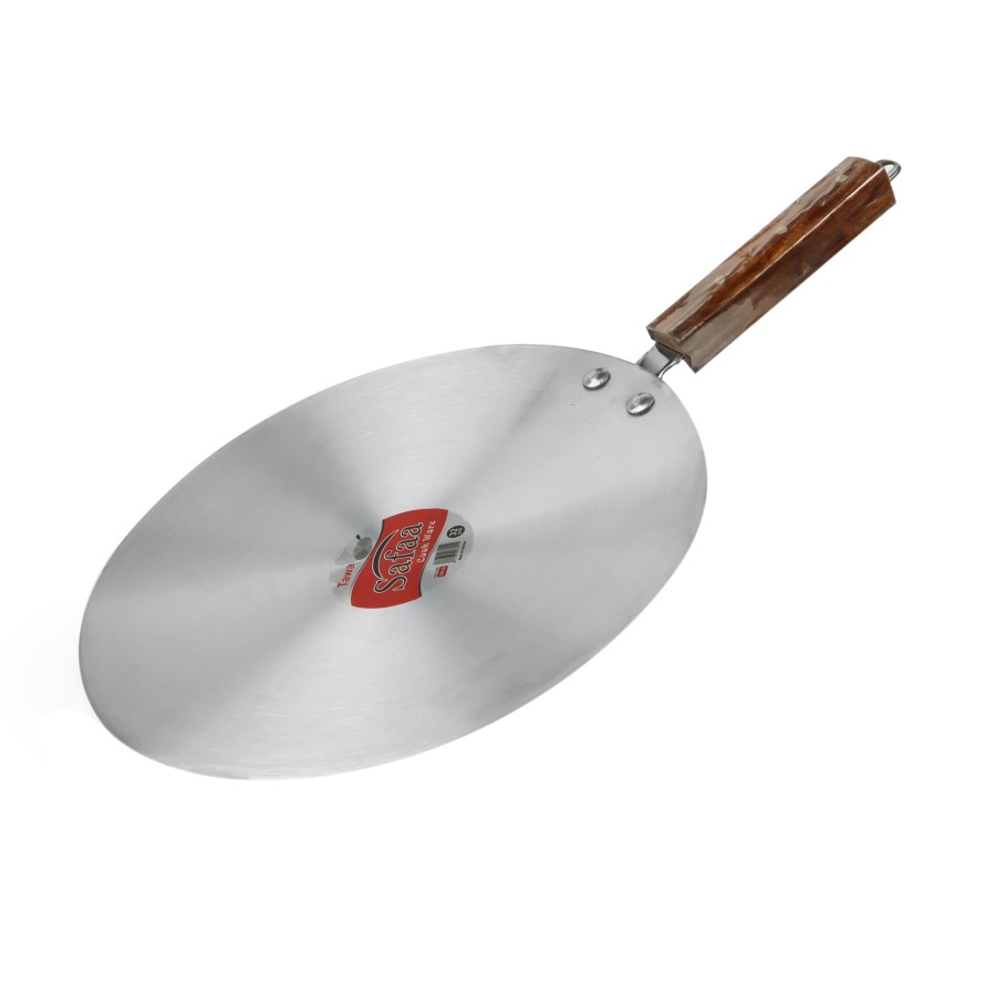 KITCHENMARK Aluminium Concave Tawa Frying Pan with Wooden Handle - 32cm