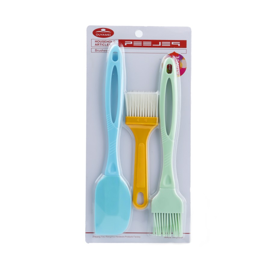 KITCHENMARK 3pc Silicone Brush Oil Brush Spatula Combo Pack