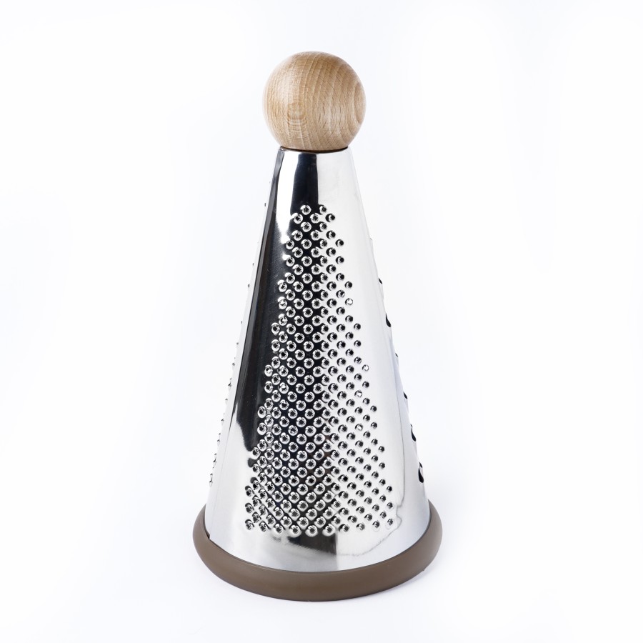 Generic Stainless Steel 3-way Grater with Wooden Handle 22cm