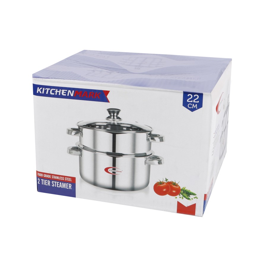 KITCHENMARK Stainless Steel 2 Tier Steamer 22cm