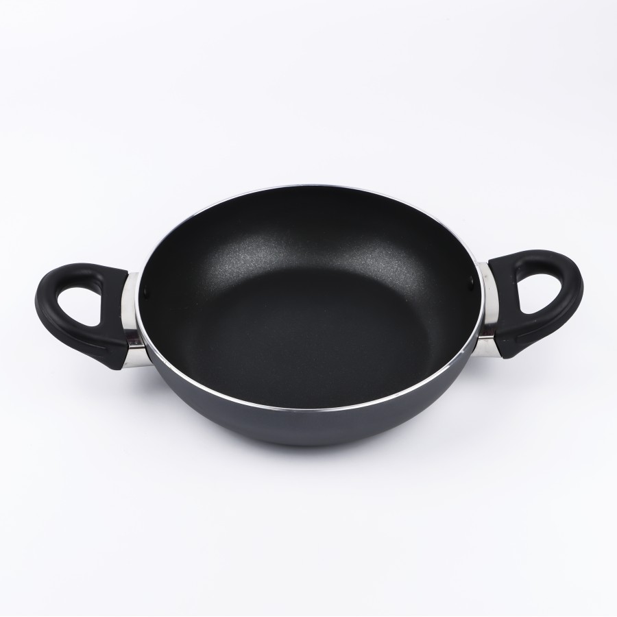 KITCHENMARK 2-way Non Stick Deep Kadai with glass Lid 24cm - Black