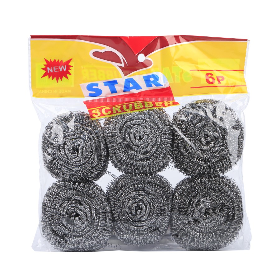 Generic 6pc Stainless Steel Steel Wool Scourer Set - Silver