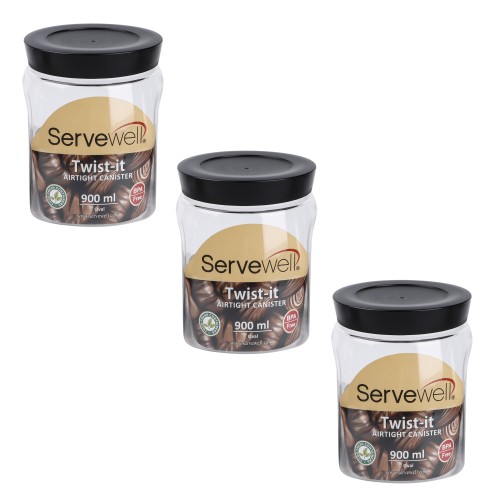 Servewell 3pc Plastic Oval Transparent Container Set - 900ml