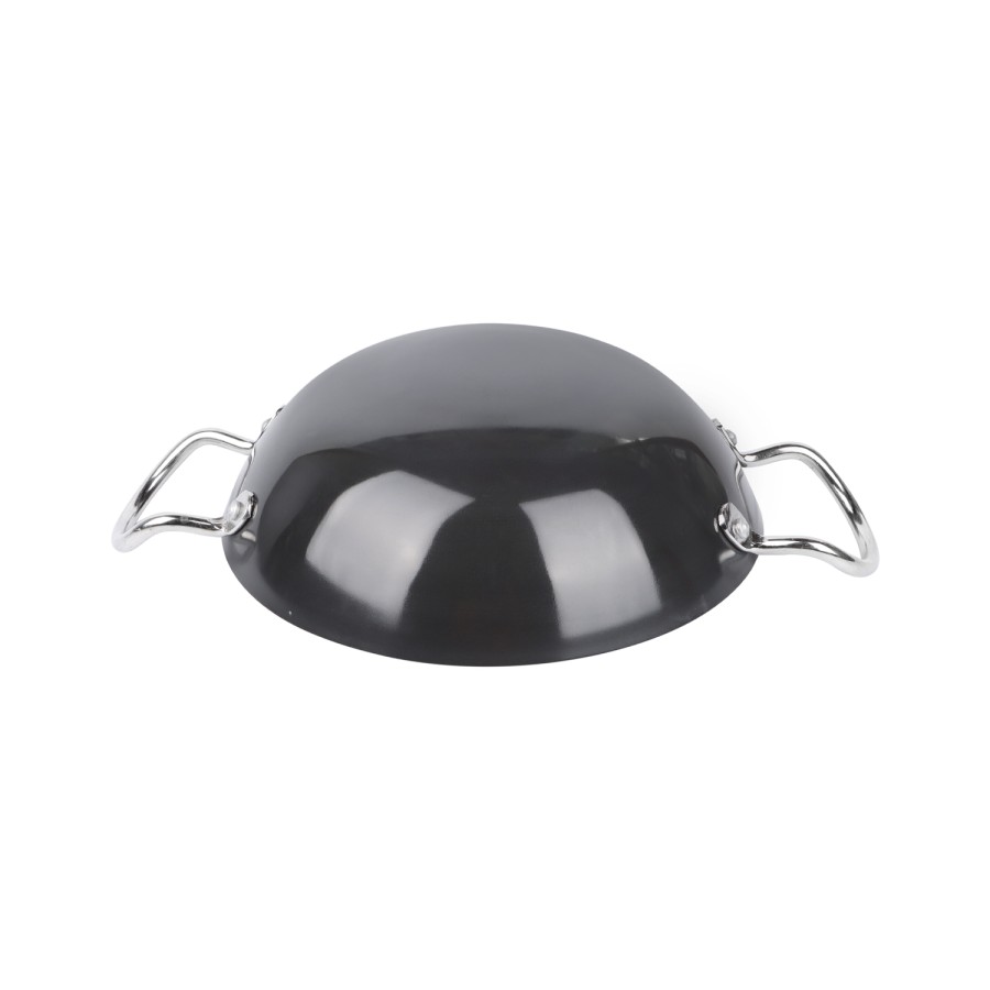 KITCHENMARK Hard Anodized Aluminium Wok Pan Shallow Kadai 22cm - Black 