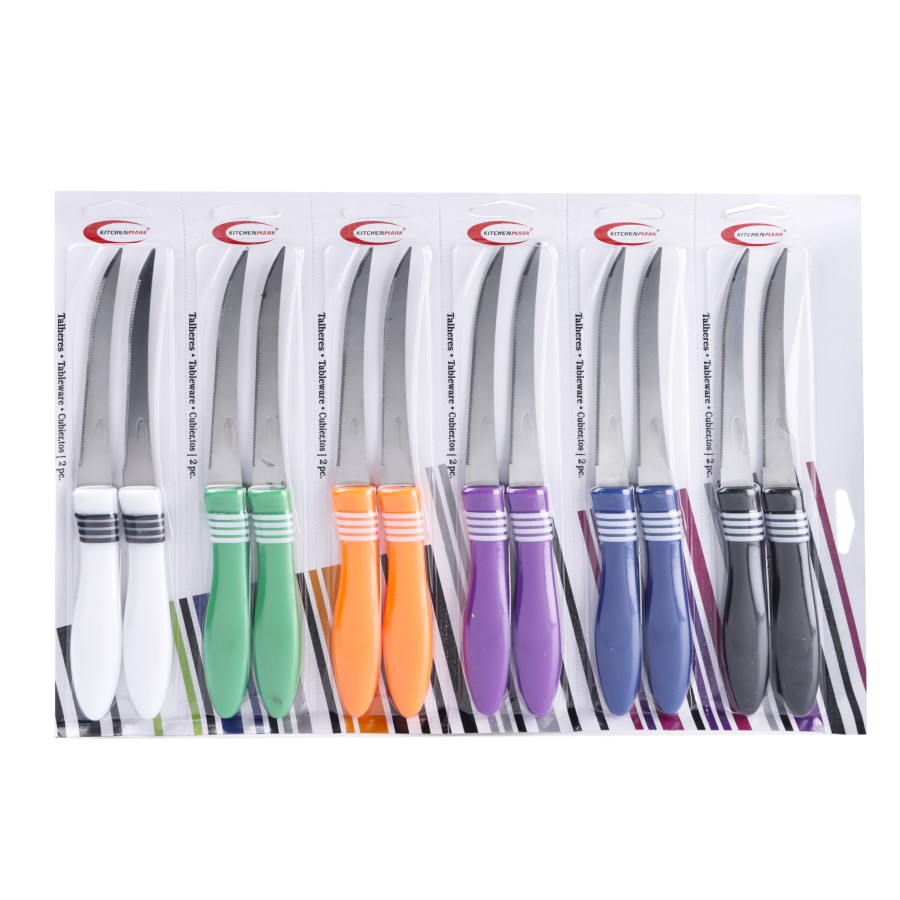 KITCHENMARK Stainless Steel Kitchen Knife 12pcs 6 Color Pack