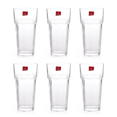 BLINKMAX 6pc Fruit Juice Glass Tumbler Set Transparent Drinkware 480ml