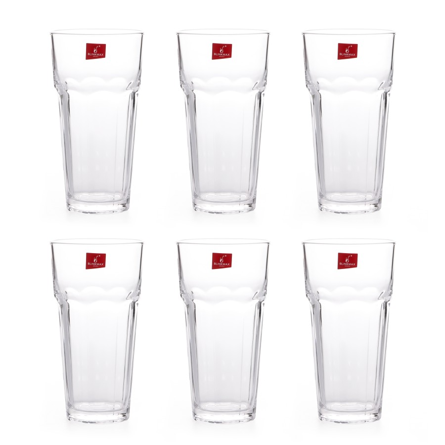 BLINKMAX 6pc Fruit Juice Glass Tumbler Set Transparent Drinkware 480ml