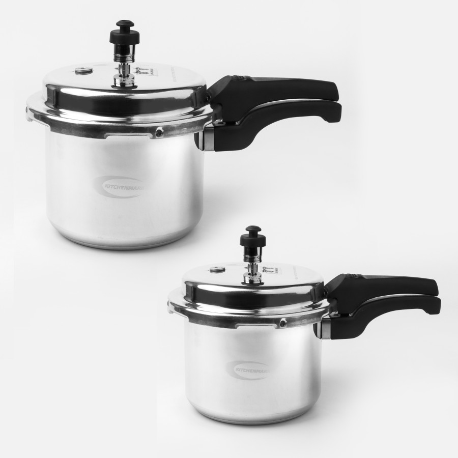 KITCHENMARK Aluminium Pressure Cooker 5 Ltr+ 3 Ltr Combo Pack