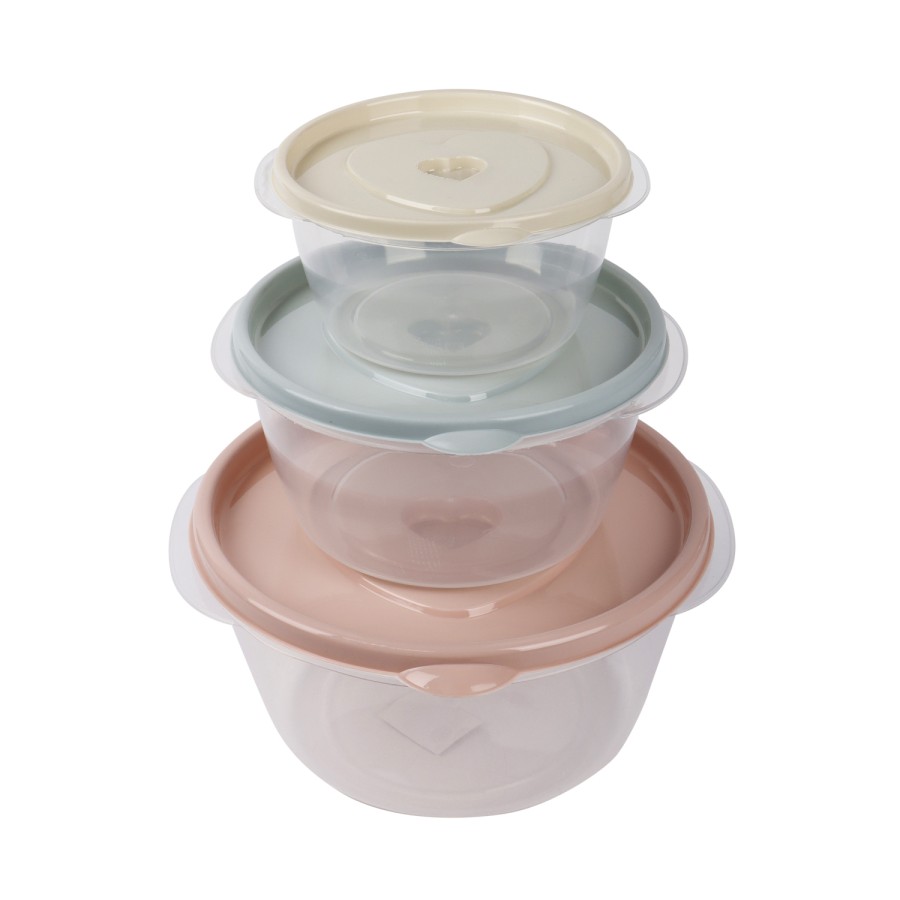 Generic Plastic Round Container 3pc Set - Multicolor