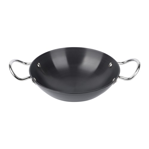 KITCHENMARK Hard Anodized Aluminium Wok Pan Shallow Kadai 22cm - Black 