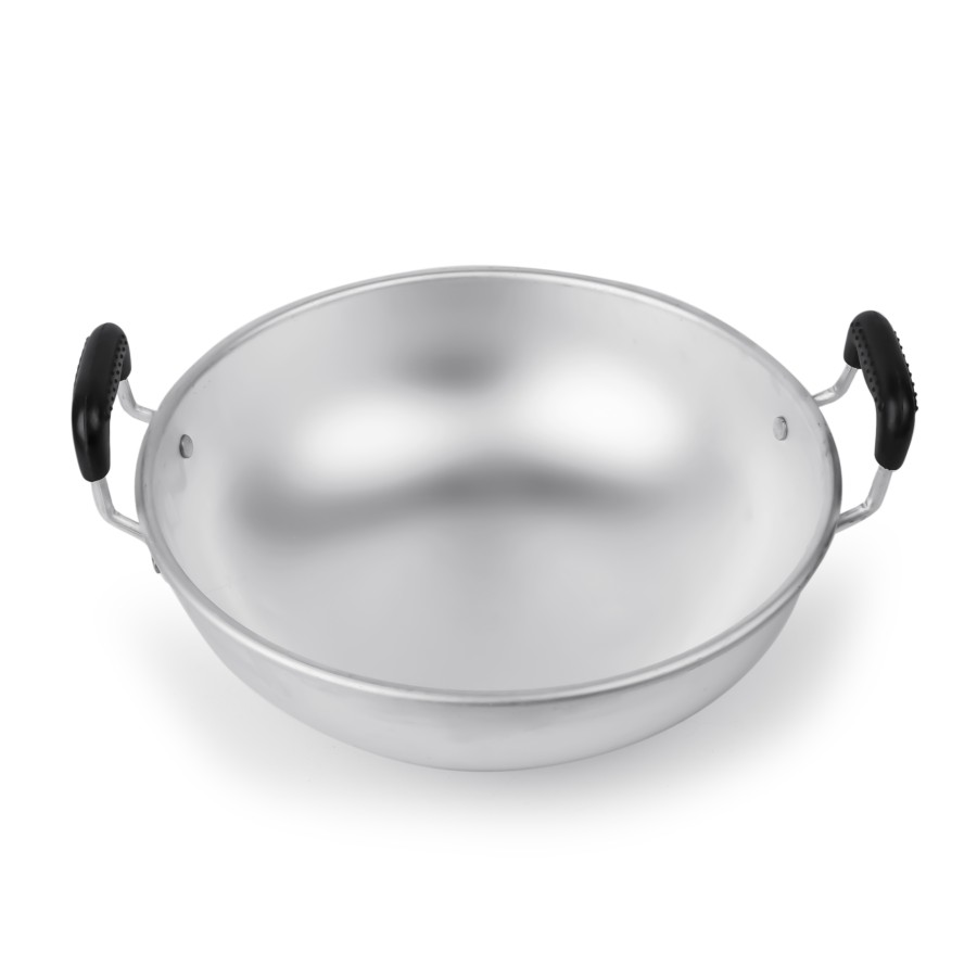 KITCHENMARK Aluminium Kadai Wok Stir Frying Pan with Black Handle - 11