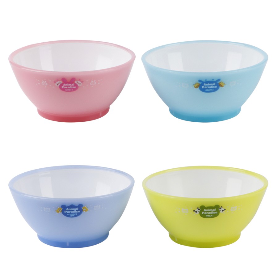 Generic Animal Paradise Round Plastic Bowl 250ml 4pc Set - 4 Color Pack