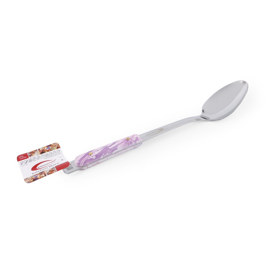 KITCHENMARK Stainless Steel Basting Long Rice Spoon - Pink Pattern