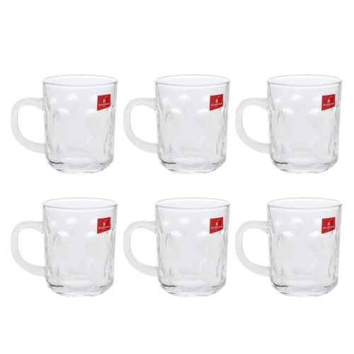 BLINKMAX 6pc Tea Cup Glass Tumbler Set Transparent Drinkware 230ml