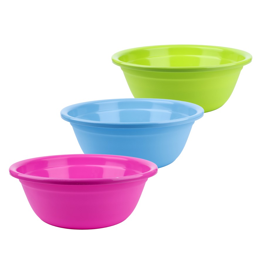 Generic Multipurpose Plastic Basin with Ring 6.5L - 3 Color Pack