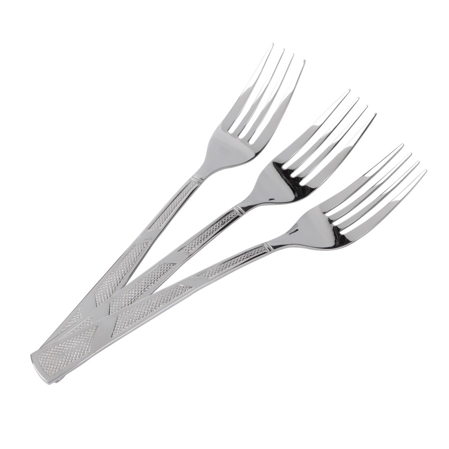 BECHOWARE 3pc Stainless Steel Texture Design Table Fork Set 20.5cm - Silver