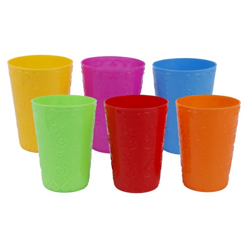 Generic 6pcs Plastic Cup Set 400ml - Multicolor