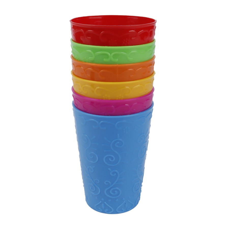 Generic 6pcs Plastic Cup Set 400ml - Multicolor