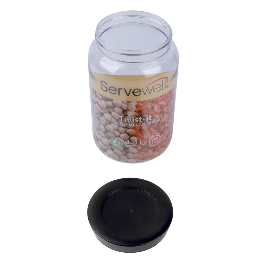 Servewell Airtight Canister Round Transparent Container 1400ml