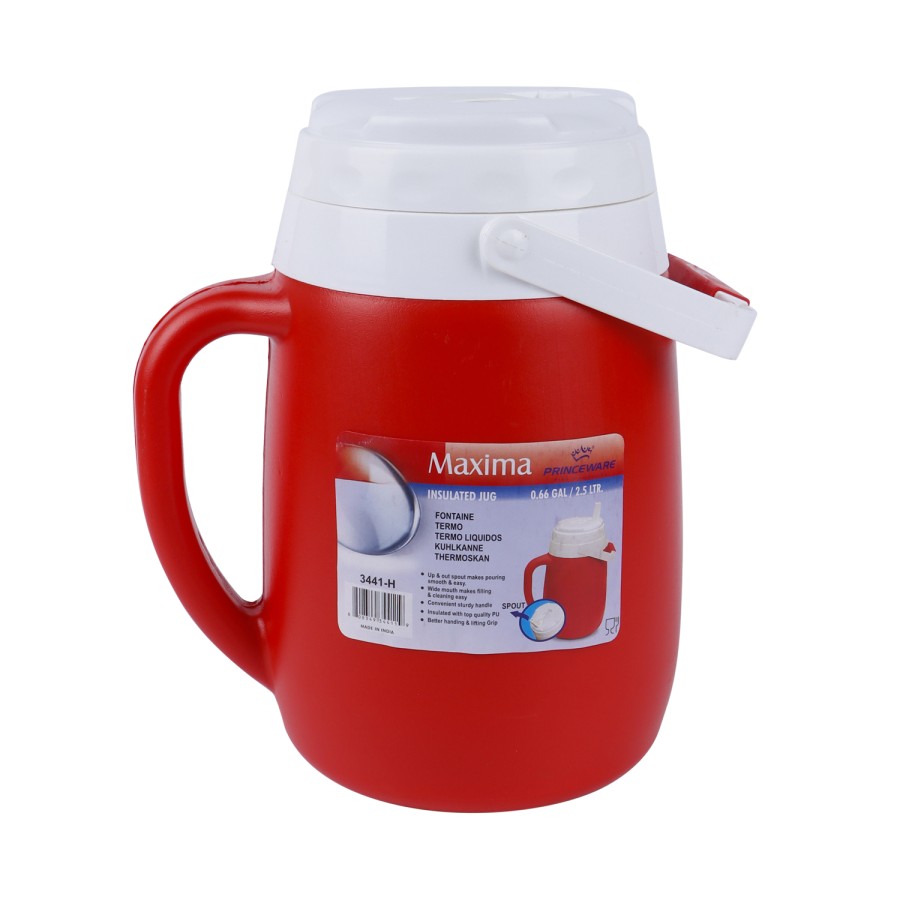 PRINCEWARE Maxima Plastic Insulated Water Jug 2.5L - 3 Color Pack