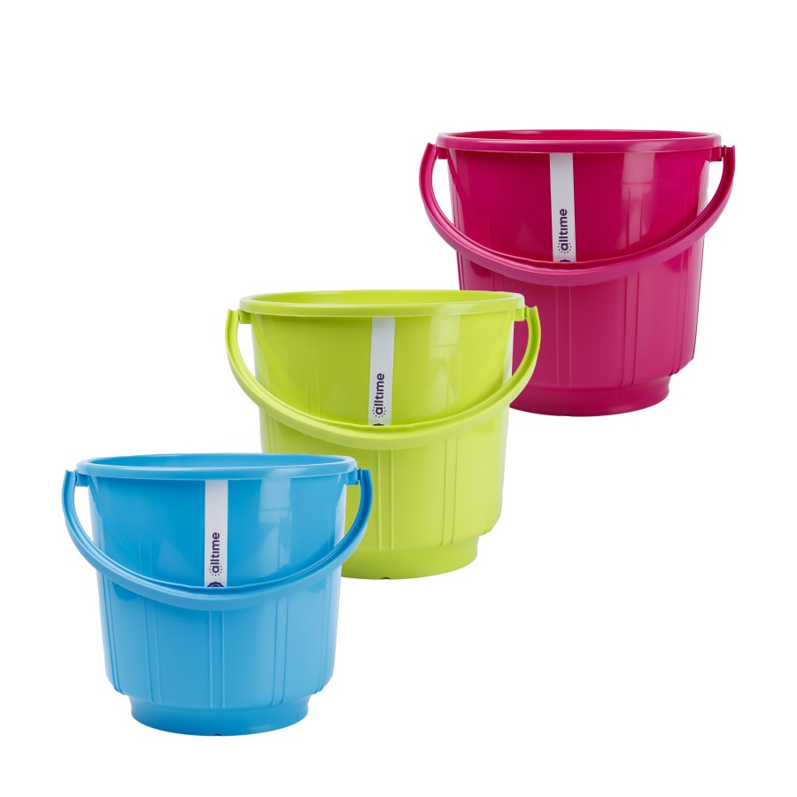 alltime Plastic Bucket with Handle 9Ltr - 3 Color Pack