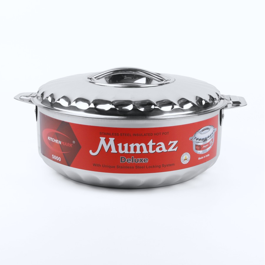 KITCHENMARK 3pc Mumtaz Stainless Steel Insulated Hot Pot 2.5L,3.5L,5L - Silver