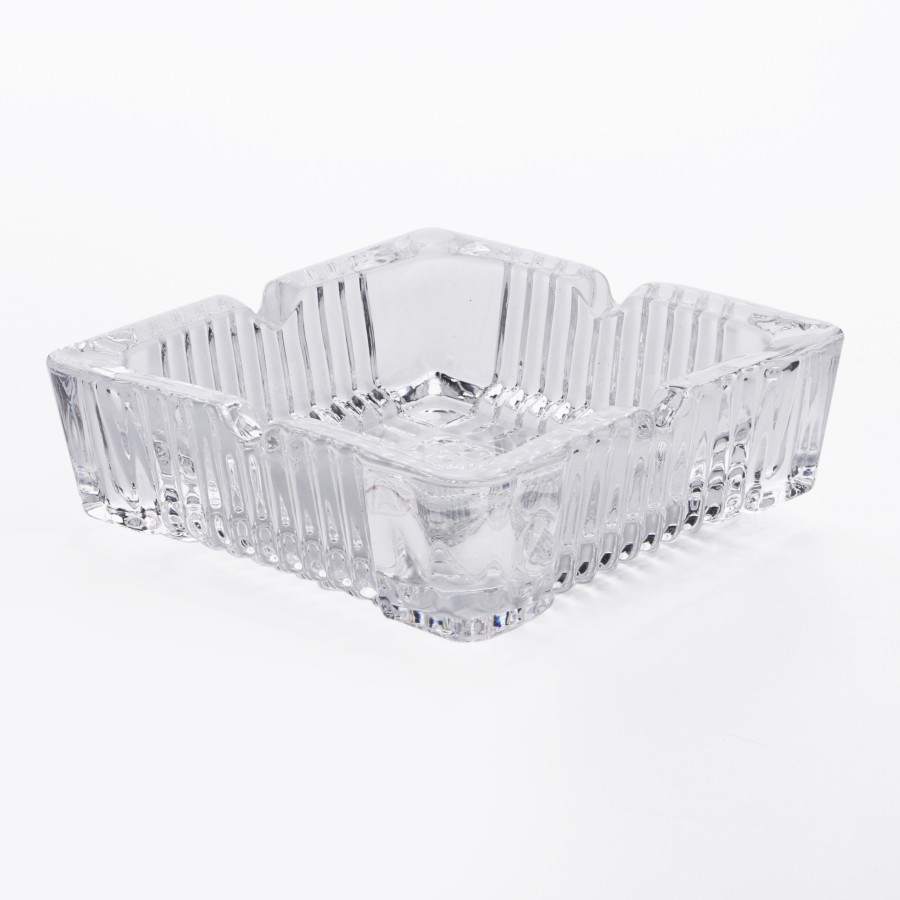 BLINKMAX Square Transparent Glass Ashtray 10cm