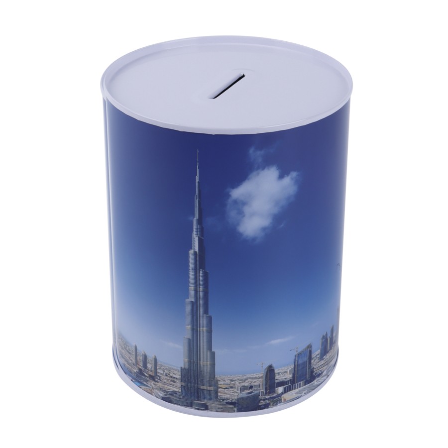 Generic Metallic Dubai Themed Coin Box Size XXL 16cm - 3 Color Pack