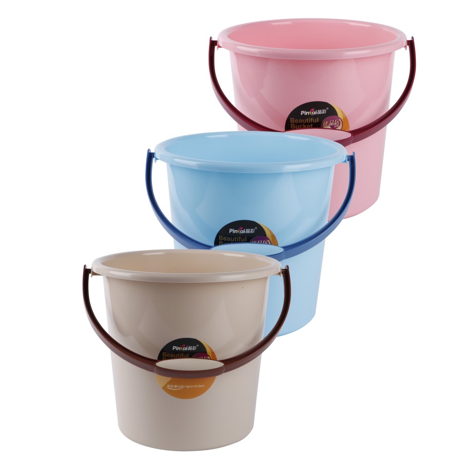 Generic Plastic Bucket with Handle 9L - 3 Color Pack