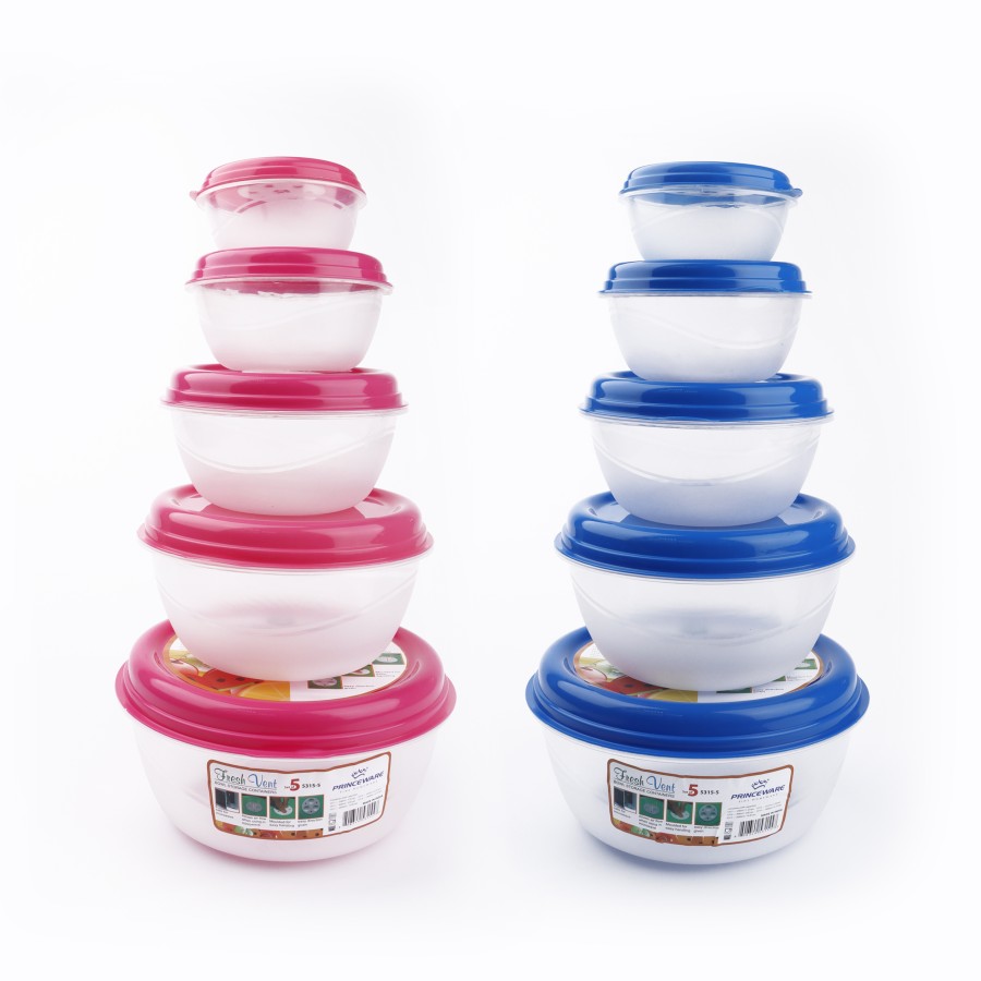 PRINCEWARE Fresh Vent Bowl Storage Containers Set of 5 - 2 Color Pack